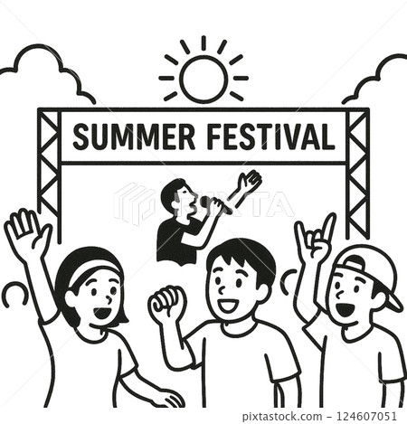 簡單的夏日祭典插畫,夏日祭,無背景,素材,圖標, 簡單的夏日祭典插畫,夏日祭,無背景,素材,圖標, 124607051