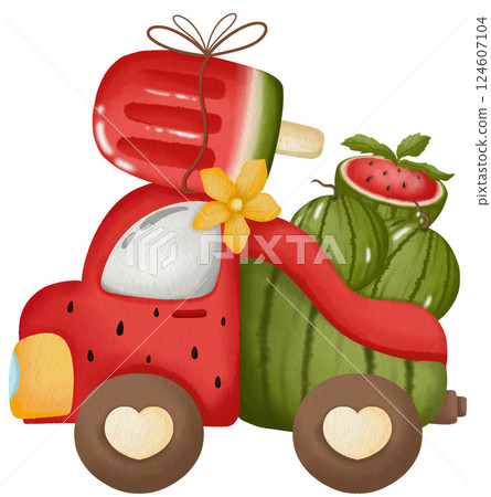 Cute Kawaii Summer Bear Clipart Watermelon Beach Theme Cute Kawaii Summer Bear Clipart Watermelon Beach Theme 124607104