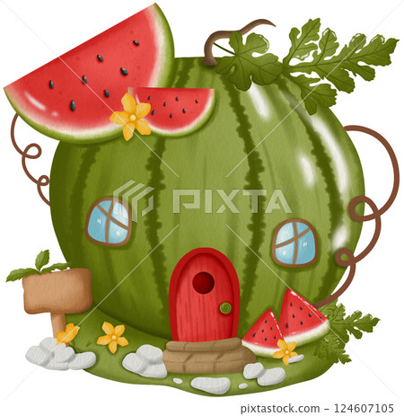Cute Kawaii Summer Bear Clipart Watermelon Beach Theme 124607105