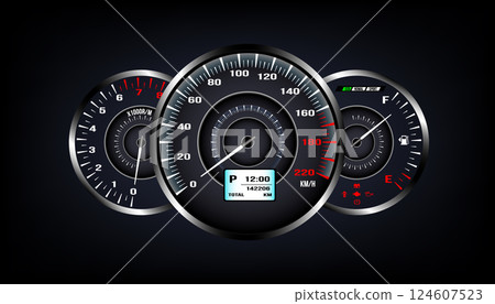 Futuristic automobile concept, Car dashboard vector illustration. 124607523
