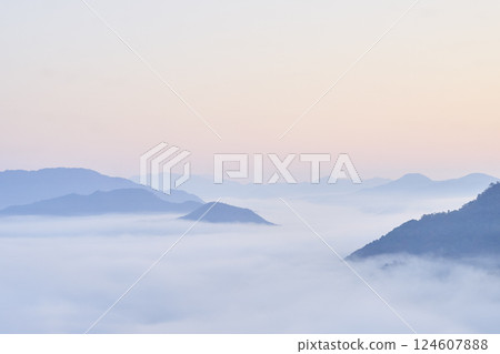 從天空之城竹田城看到的雲海 124607888