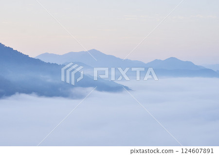 從天空之城竹田城看到的雲海 124607891