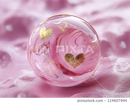Heart reflected in a pink crystal ball AI image Heart reflected in a pink crystal ball AI image 124607994