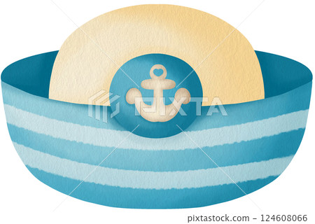 Watercolor Sailor Hat Clipart Nautical Navy Captain Cap Illustration Watercolor Sailor Hat Clipart Nautical Navy Captain Cap Illustration 124608066