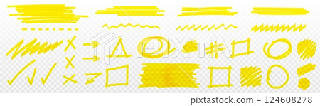 Yellow highlight marker lines set 124608278