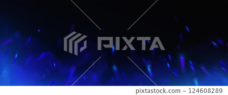 Blue fire sparks rising on black background 124608289