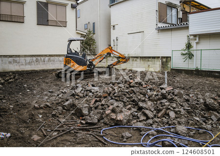 Redevelopment, leveled land, demolition, former residential site, former site Redevelopment, leveled land, demolition, former residential site, former site 124608501