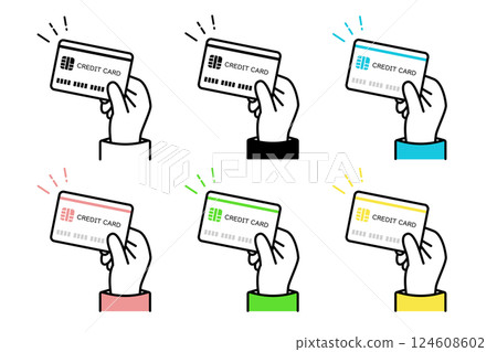 人類手拿著信用卡的圖示集 124608602