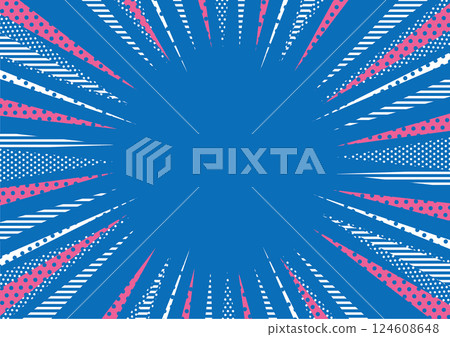 Blue pop concentrated line background illustration 124608648