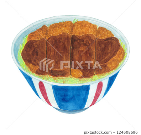 Watercolor illustration of sauce katsudon 124608696