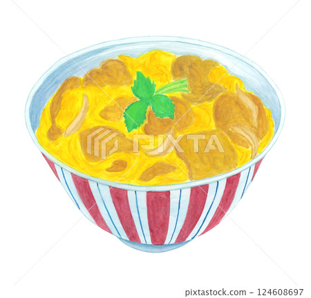 Watercolor illustration of oyakodon 124608697