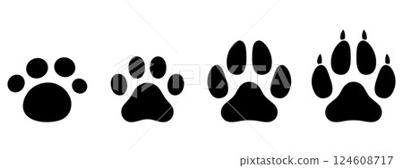 狗和貓的腳印圖 124608717