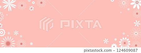 Delicate pink feminine floral banner 124609087