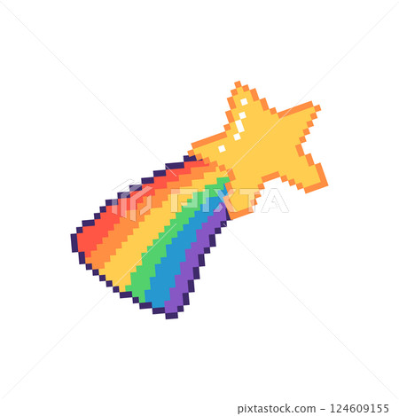 Shooting star with a rainbow trail. Hand drawn vector illustration. 124609155
