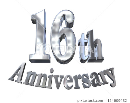 3DCG letters "16th Anniversary/16th Anniversary mark glitter" Silver, Silver 124609482
