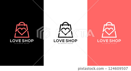love shop bag logo vector design premium 124609507
