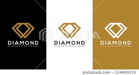 diamond logo vector designs mono line 124609519