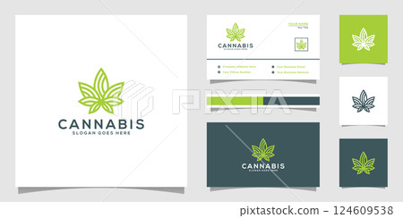 Cannabis marijuana leaf logo vector 124609538