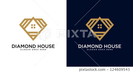 diamond and house logo vector design 124609543