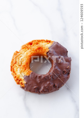 Delicious old fashioned chocolate covered donuts 124609593
