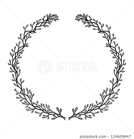 Illustration of floral wreath in vintage style. Design element for decorations. Vector illustration 124609647