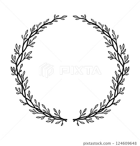 Illustration of floral wreath in vintage style. Design element for decorations. Vector illustration 124609648