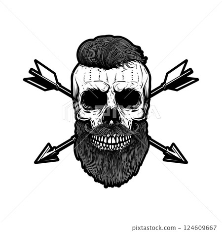 Skull with crossed arrows. Design element for poster, card, banner, emblem, sign. Vector illustration Skull with crossed arrows. Design element for poster, card, banner, emblem, sign. Vector illustration 124609667