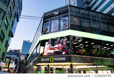 Olive Young Flagship Store Myeongdong Spring Blue Sky Seoul Korea 124609793