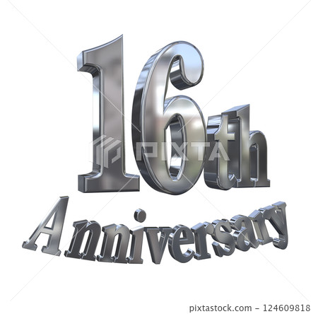 3DCG letters "16th Anniversary/16th Anniversary mark glitter" Silver, Silver 124609818