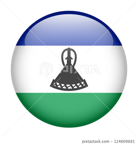 flag of Lesotho, button round glossy icon 124609881