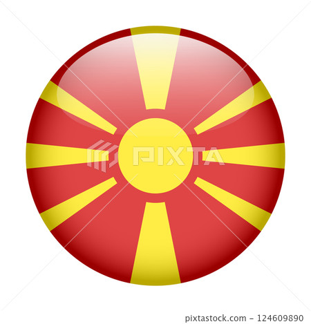 flag of North Macedonia, button round glossy icon flag of North Macedonia, button round glossy icon 124609890