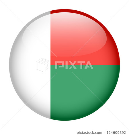 flag of Madagascar, button round glossy icon flag of Madagascar, button round glossy icon 124609892