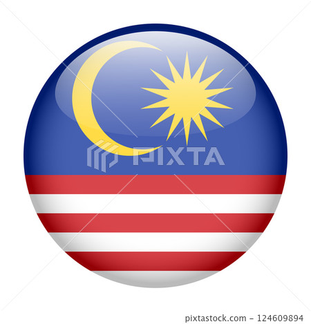 flag of Malaysia, button round glossy icon flag of Malaysia, button round glossy icon 124609894