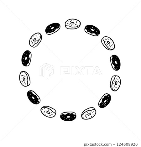 Simple hand-drawn cute donut frame 124609920
