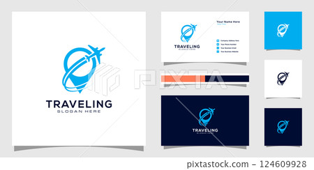 travel logo with pin shape concept illustration logo and business card , airplane company logo, traveling logo travel logo with pin shape concept illustration logo and business card , airplane company logo, traveling logo 124609928