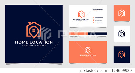 Home location logo templates and business card design 124609929