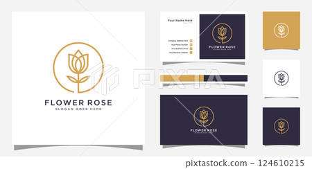 rose flower logo vector design and business card design 124610215