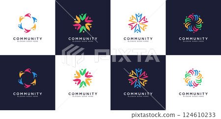 Set of people and community logo Set of people and community logo 124610233
