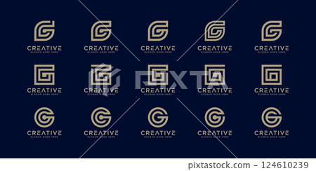 set of initial Letter G Abstract Vector Logo Design Template. Creative Typographic Concept Icon set of initial Letter G Abstract Vector Logo Design Template. Creative Typographic Concept Icon 124610239