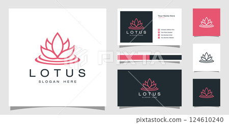Flower Lotus abstract Logo design vector template 124610240