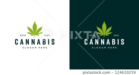 Cannabis marijuana leaf logo vector 124610259
