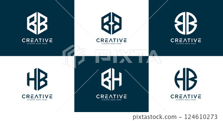 set of BH and etc logo vector set of BH and etc logo vector 124610273