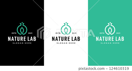 Nature leaf lab with molecule logo inspiration template Premium Vector Nature leaf lab with molecule logo inspiration template Premium Vector 124610319