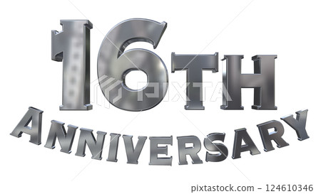 3DCG letters "16th Anniversary/16th Anniversary mark glitter" Silver, Silver 124610346