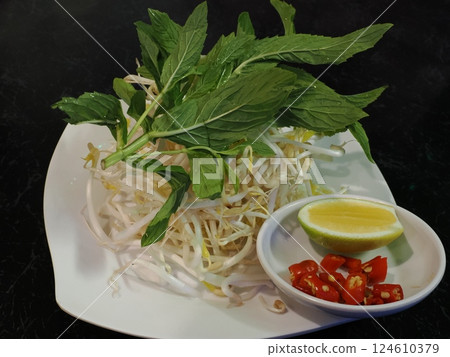 Fresh rice paper rolls with vegetables from Vietnamese House Restaurant Fresh rice paper rolls with vegetables from Vietnamese House Restaurant 124610379