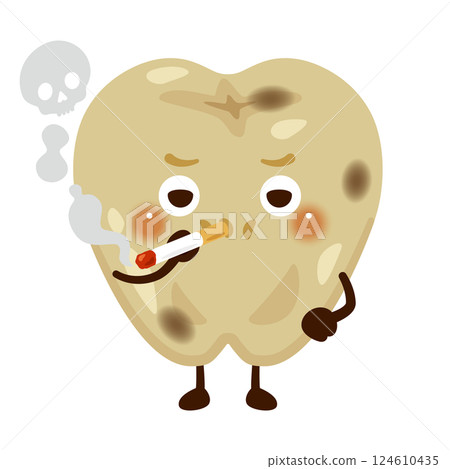 吸煙導致牙齒變色的人物插圖 吸煙導致牙齒變色的人物插圖 124610435