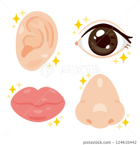 健康又充滿活力的臉部部位插圖集 124610442