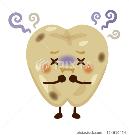 Character illustration of dirty and smelly teeth 124610454