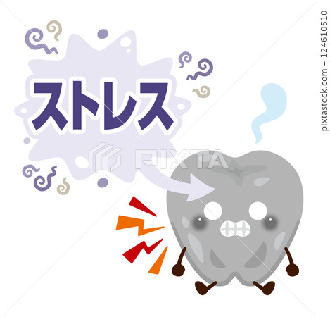 因壓力導致磨牙而損壞牙齒的特徵圖示 124610510