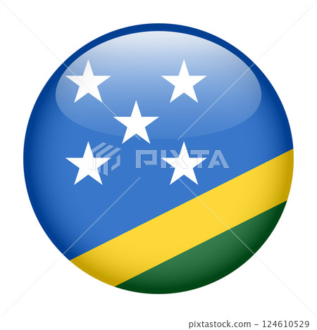 flag of Solomon Islands, button round glossy icon 124610529